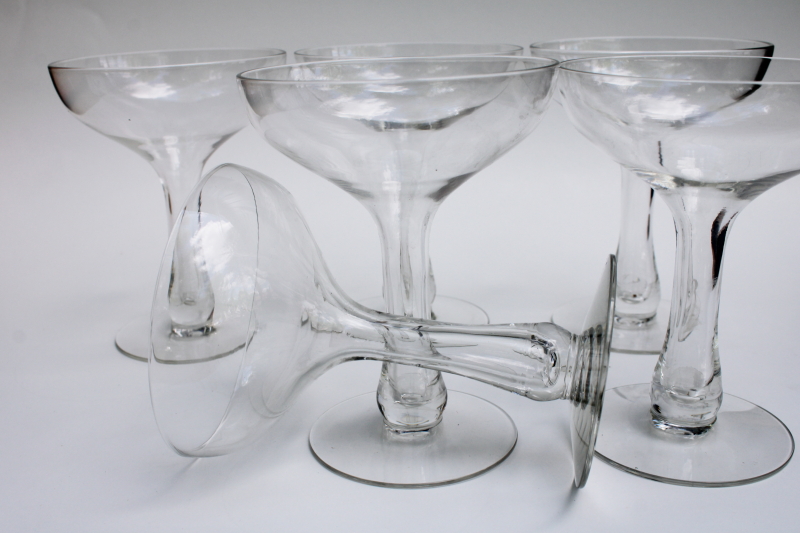 photo of mid-century mod vintage hollow stem champagne glasses or cocktail glass set of 6 #3