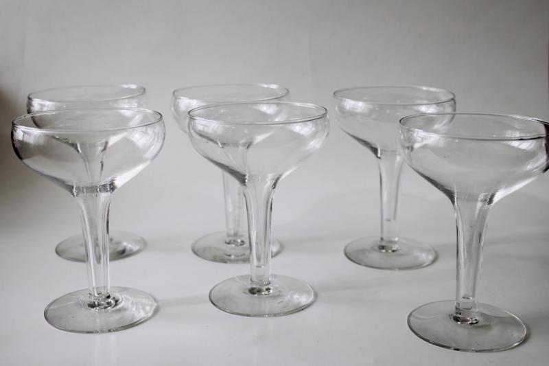 photo of mid-century mod vintage hollow stem champagnes or cocktail glasses, retro bar glassware #1