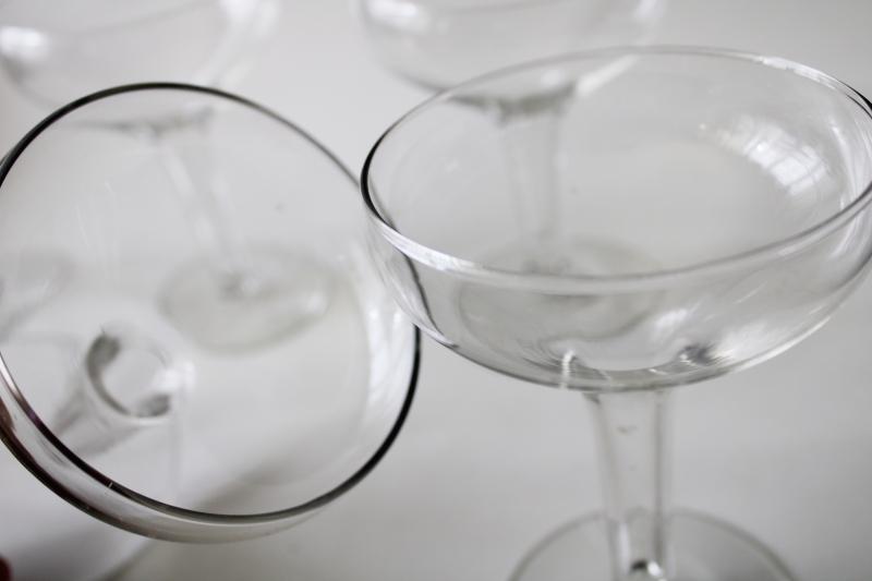 photo of mid-century mod vintage hollow stem champagnes or cocktail glasses, retro bar glassware #2