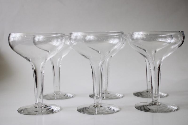 photo of mid-century mod vintage hollow stem champagnes or cocktail glasses, retro bar glassware #4