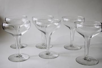 catalog photo of mid-century mod vintage hollow stem champagnes or cocktail glasses, retro bar glassware