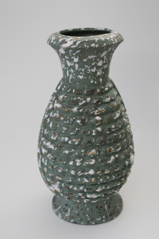 photo of mid-century mod vintage popcorn splatter glaze ceramic vase, Louisville pottery #1