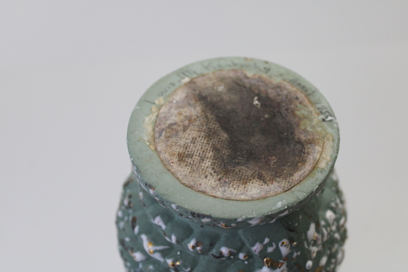 photo of mid-century mod vintage popcorn splatter glaze ceramic vase, Louisville pottery #3