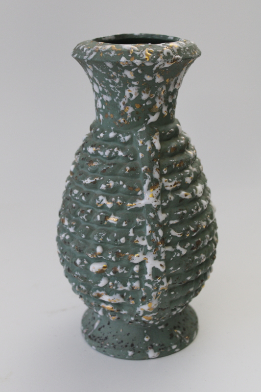 photo of mid-century mod vintage popcorn splatter glaze ceramic vase, Louisville pottery #5