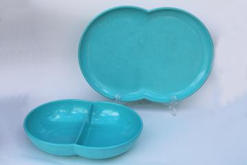 catalog photo of mid-century mod vintage turquoise Branchell melmac bowl & platter atomic retro!