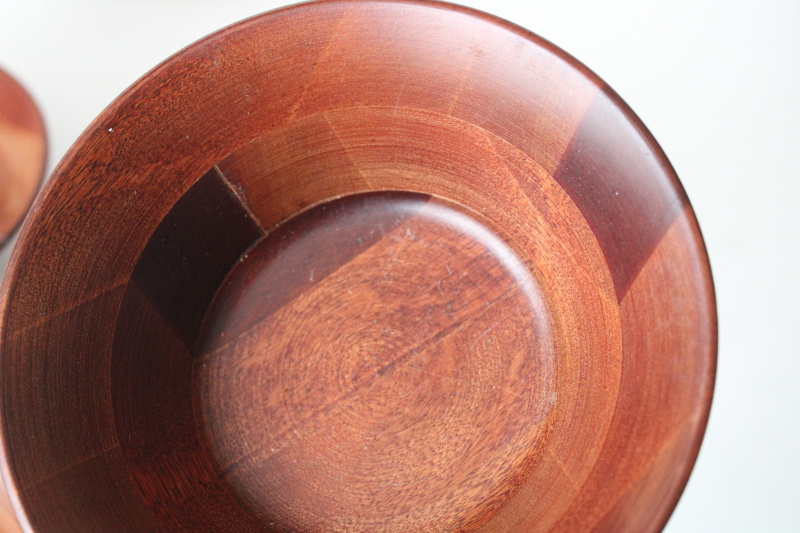 photo of mid century mod vintage wood salad bowls made in Japan, four bowl set  #2