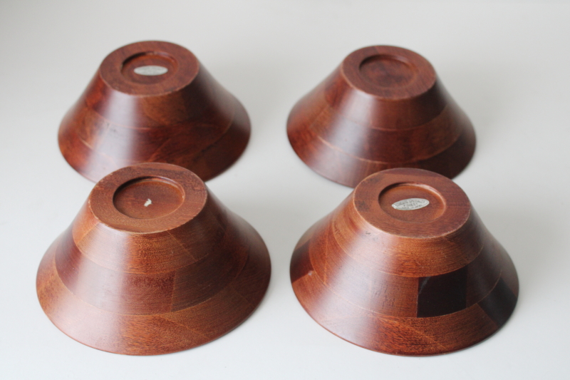 photo of mid century mod vintage wood salad bowls made in Japan, four bowl set  #5