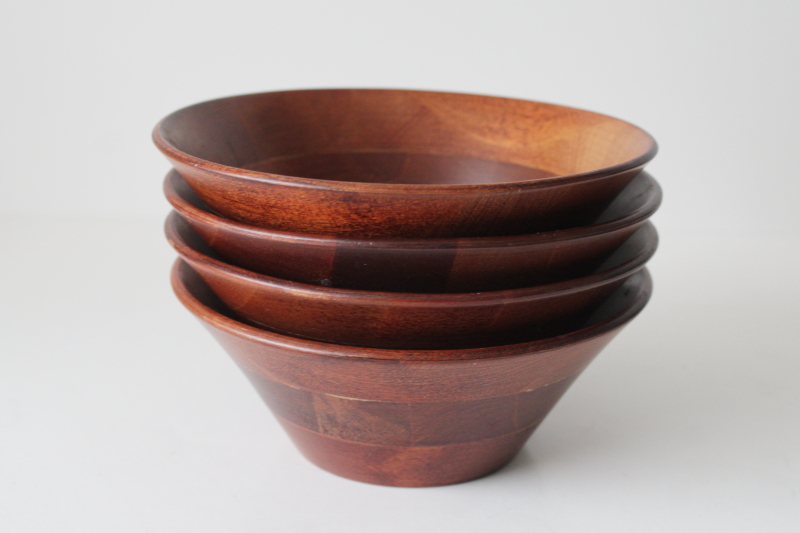 photo of mid century mod vintage wood salad bowls made in Japan, four bowl set  #8