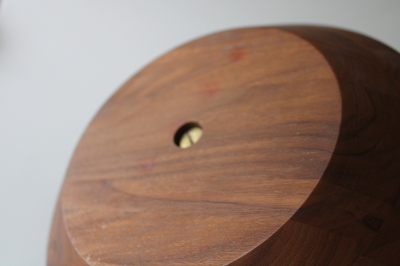 photo of mid-century mod walnut wood bowl w/ center handle, serving tray or trinket dish #4