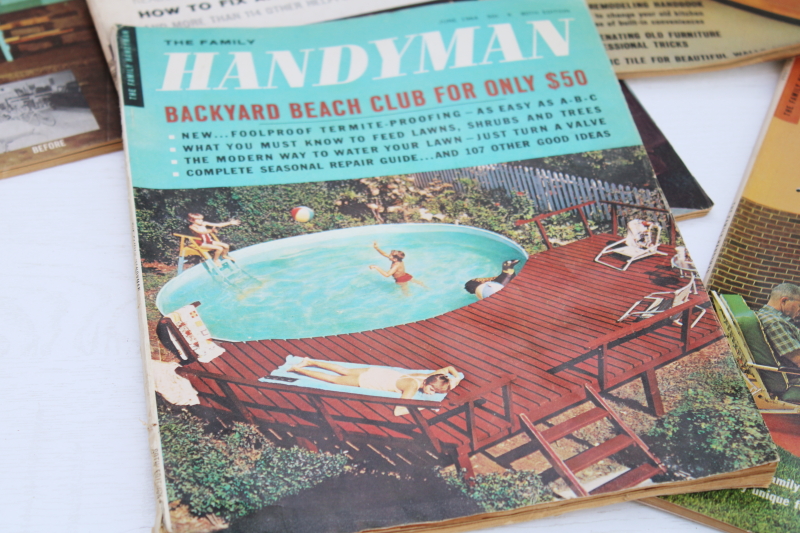 photo of mid century modern DIY home projects, lot of Family Handyman magazines 1960s vintage #4