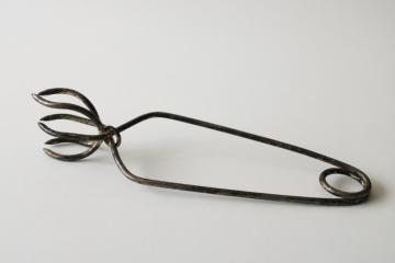 catalog photo of mid century modern Napier silver plate claw ice tongs, patent spring loaded design