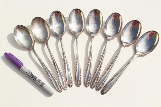 photo of mid century modern Precious silver plate flatware 1950s vintage silverware w/ retro floral  #3