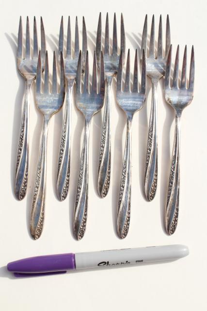 photo of mid century modern Precious silver plate flatware 1950s vintage silverware w/ retro floral  #12