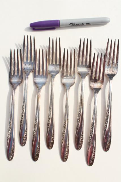 photo of mid century modern Precious silver plate flatware 1950s vintage silverware w/ retro floral  #16