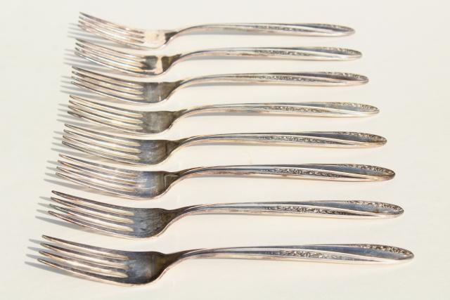 photo of mid century modern Precious silver plate flatware 1950s vintage silverware w/ retro floral  #17