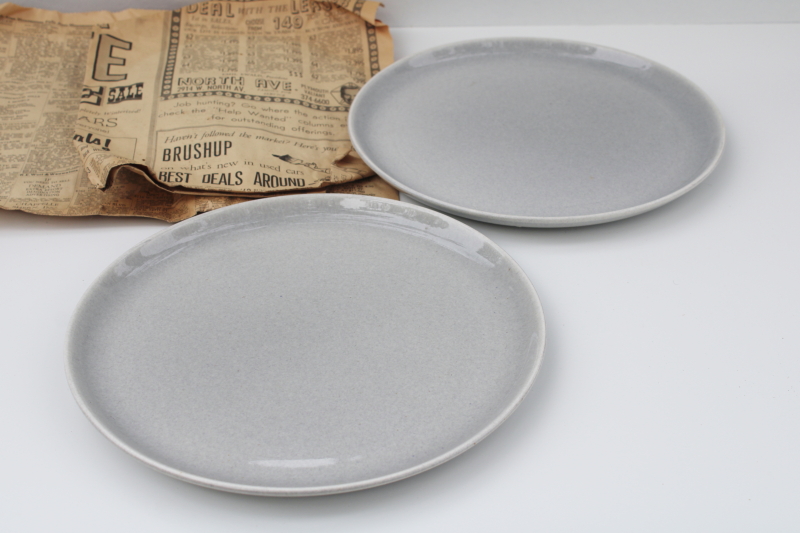 photo of mid-century modern Russel Wright original Steubenville gray dinner plates from 1966 #5