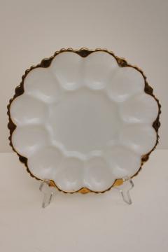 catalog photo of mid-century modern vintage Anchor Hocking white milk glass deviled egg plate