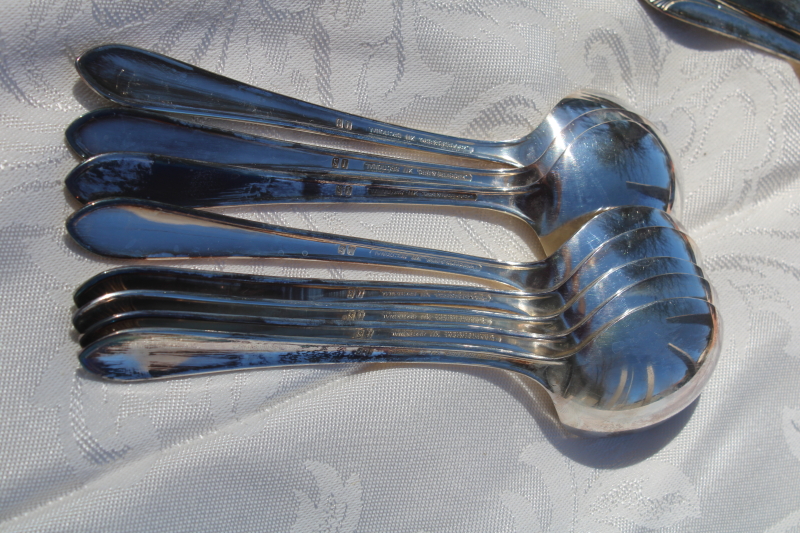 photo of mid century modern vintage Manhattan pattern Rogers silver plate flatware, 1950s art deco luncheon set for 8 #12