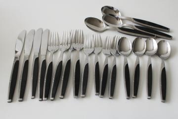 catalog photo of mid-century modern vintage Marcrest flatware, stainless w/ black curve handles