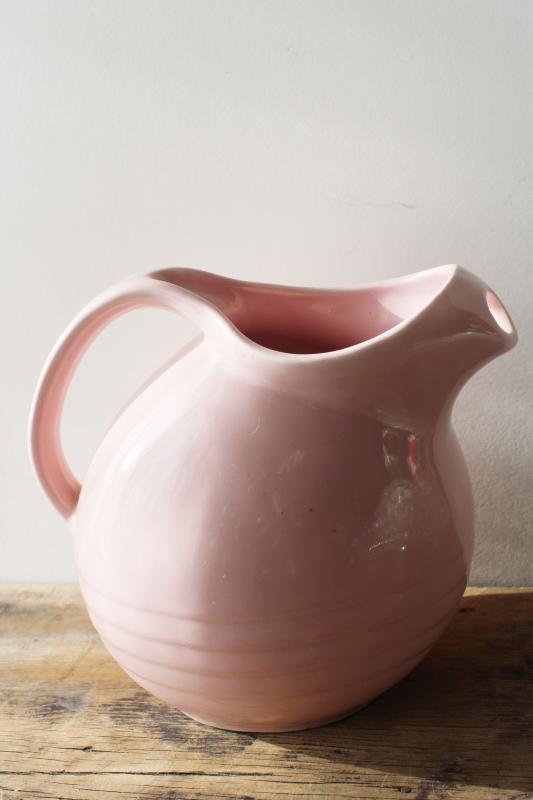 photo of mid-century modern vintage Marcrest stoneware pottery pitcher, retro baby pink! #1