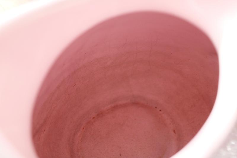 photo of mid-century modern vintage Marcrest stoneware pottery pitcher, retro baby pink! #4