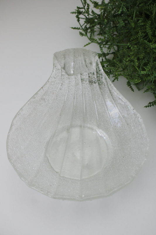 photo of mid century modern vintage Murano overshot glass seashell, scallop shell bowl trinket dish  #2
