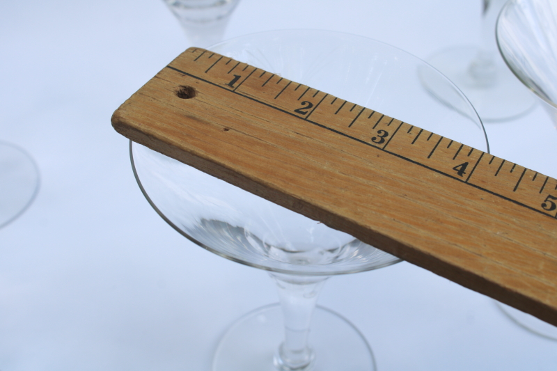 photo of mid century modern vintage crystal cocktail glasses, etched six pointed star on large mod flared goblets  #4