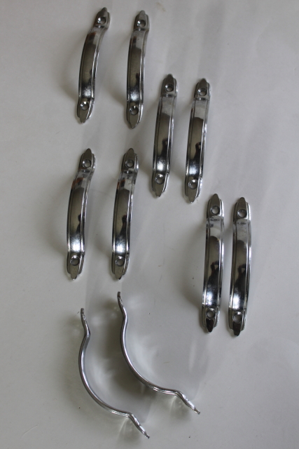 photo of mid century modern vintage kitchen cabinet hardware, chrome plated steel pulls handles  #1