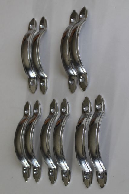 photo of mid century modern vintage kitchen cabinet hardware, chrome plated steel pulls handles  #2