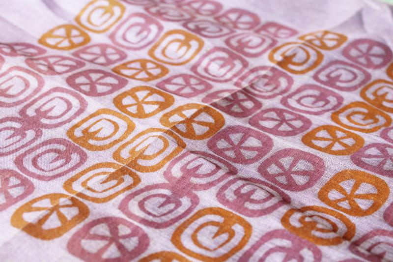 photo of mid-century modern vintage linen hankies w/ retro geometric abstract prints, mod print fabric #3