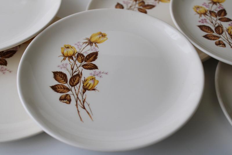 photo of mid-century modern vintage set of 12 small plates, Taylor Smith Taylor china yellow rose #2