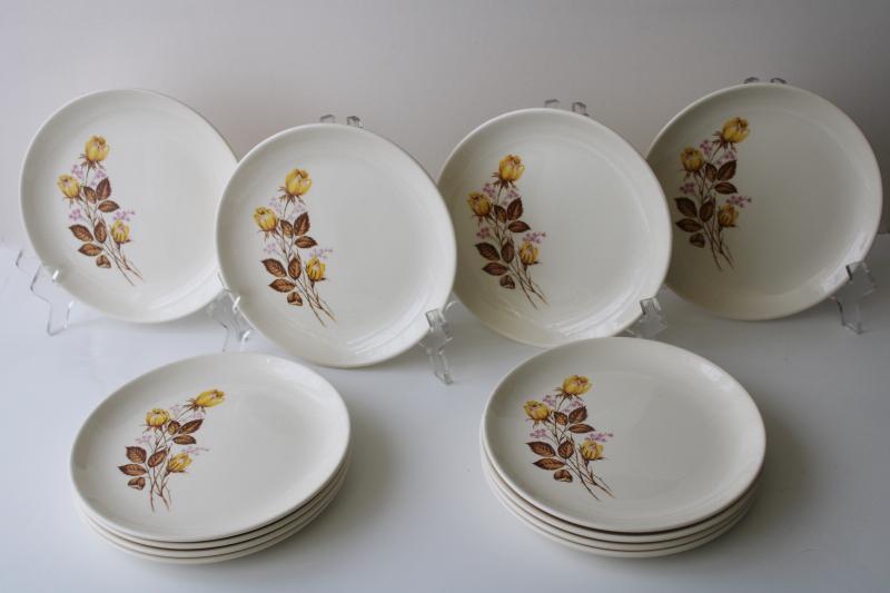 photo of mid-century modern vintage set of 12 small plates, Taylor Smith Taylor china yellow rose #4