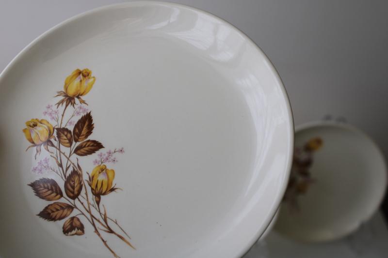 photo of mid-century modern vintage set of 12 small plates, Taylor Smith Taylor china yellow rose #5