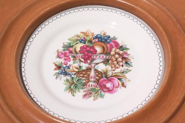 photo of mid century vintage Beidermeier blond wood tray w/ china plate insert  #3