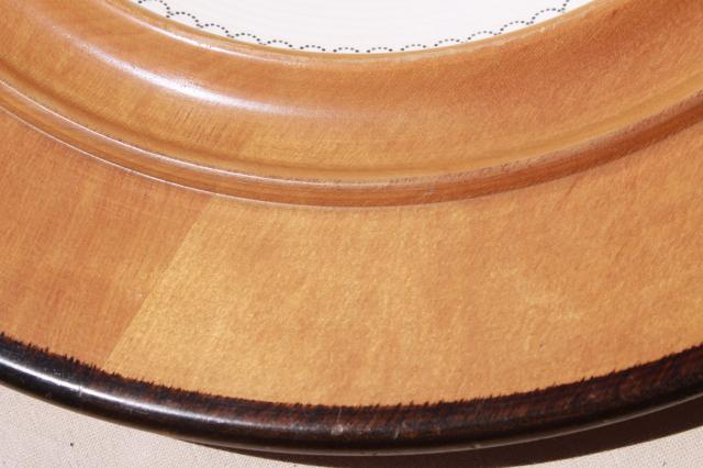 photo of mid century vintage Beidermeier blond wood tray w/ china plate insert  #6