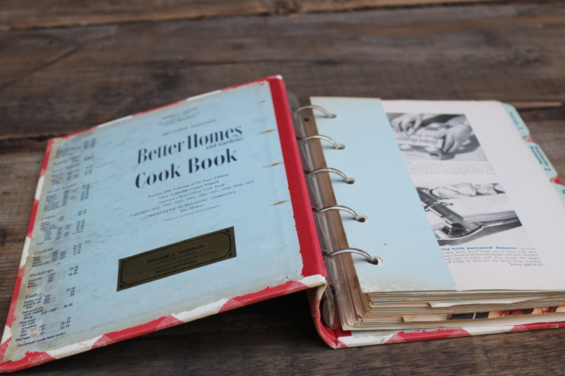 photo of mid century vintage Better Homes & Gardens Cook Book, 1950s ring binder red & white checked cover  #3