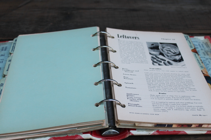 photo of mid century vintage Better Homes & Gardens Cook Book, 1950s ring binder red & white checked cover  #6