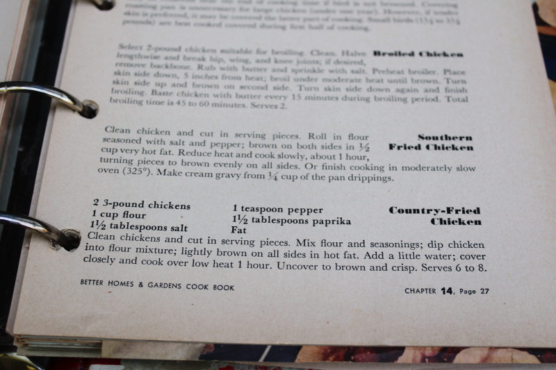 photo of mid century vintage Better Homes & Gardens Cook Book, 1950s ring binder red & white checked cover  #8