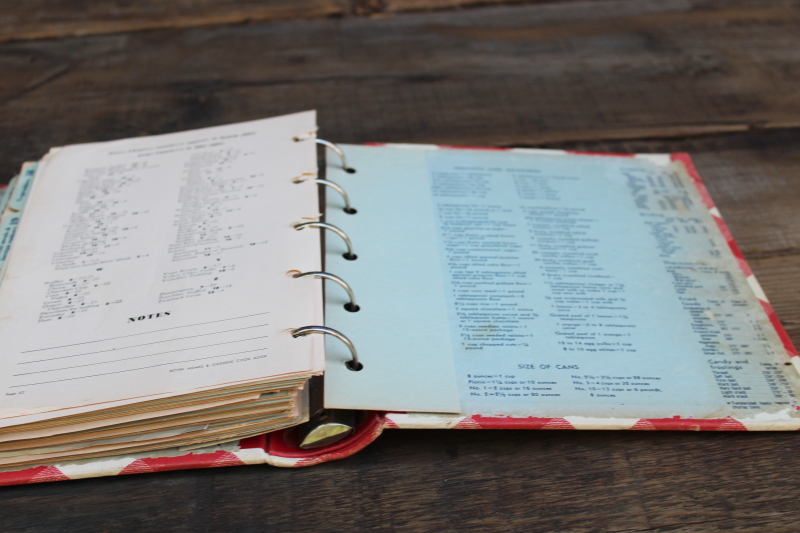 photo of mid century vintage Better Homes & Gardens Cook Book, 1950s ring binder red & white checked cover  #10