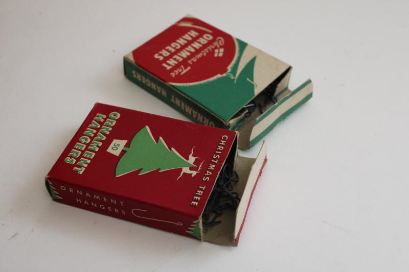 photo of mid-century vintage Christmas tree ornament hooks boxes w/ great holiday graphics #3