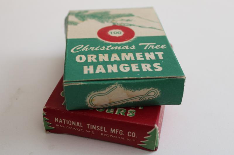 photo of mid-century vintage Christmas tree ornament hooks boxes w/ great holiday graphics #4