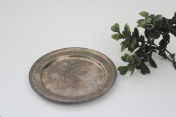 catalog photo of mid century vintage Conrad Hilton hotel silver tip tray, small round silver plate