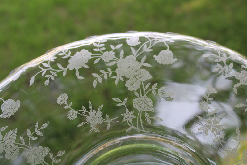 photo of mid century vintage Fostoria Bouquet floral etched crystal clear glass torte cake plate  #3