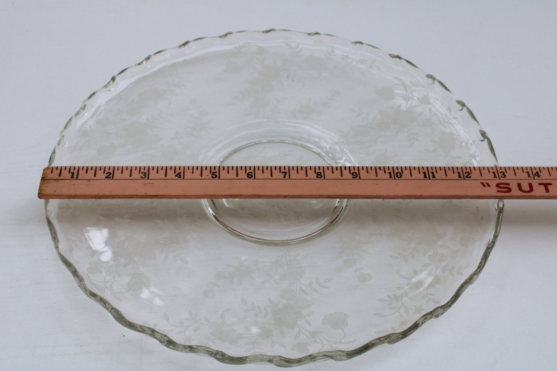 photo of mid century vintage Fostoria Bouquet floral etched crystal clear glass torte cake plate  #6