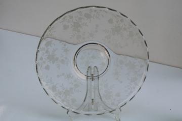 catalog photo of mid century vintage Fostoria Bouquet floral etched crystal clear glass torte cake plate 