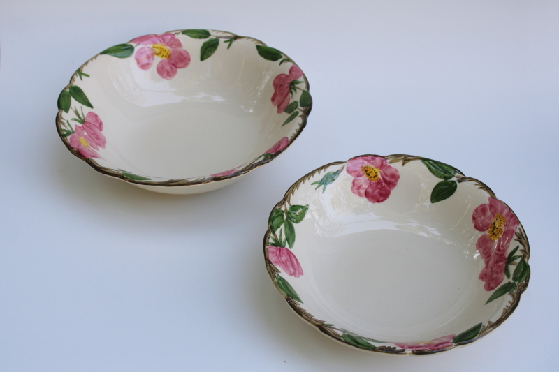 photo of mid century vintage Franciscan pottery Desert Rose pattern 8 inch & 9 inch round bowls, serving dishes #1