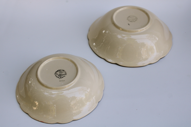 photo of mid century vintage Franciscan pottery Desert Rose pattern 8 inch & 9 inch round bowls, serving dishes #5