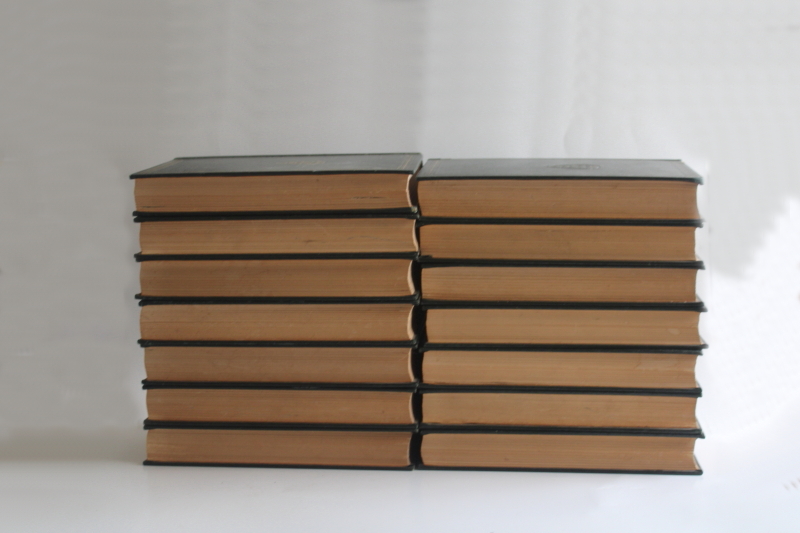 photo of mid century vintage Harvard Classics green leather bound books 14 volumes dated 1937  #11