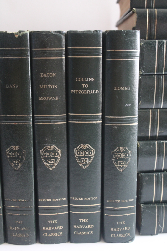 photo of mid century vintage Harvard Classics green leather bound books 14 volumes dated 1937  #14