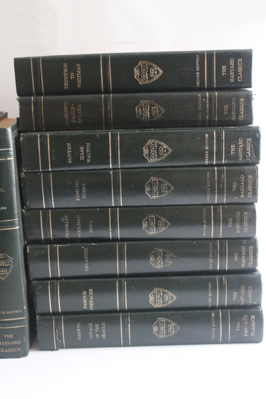 photo of mid century vintage Harvard Classics green leather bound books 14 volumes dated 1937  #15